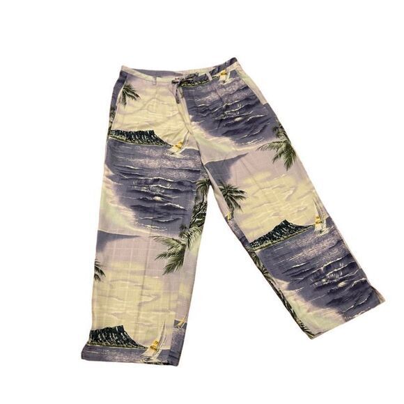Tommy Bahama Pants - Tommy Bahama small silk cropped novelty pants pockets Lagen beach resort sail